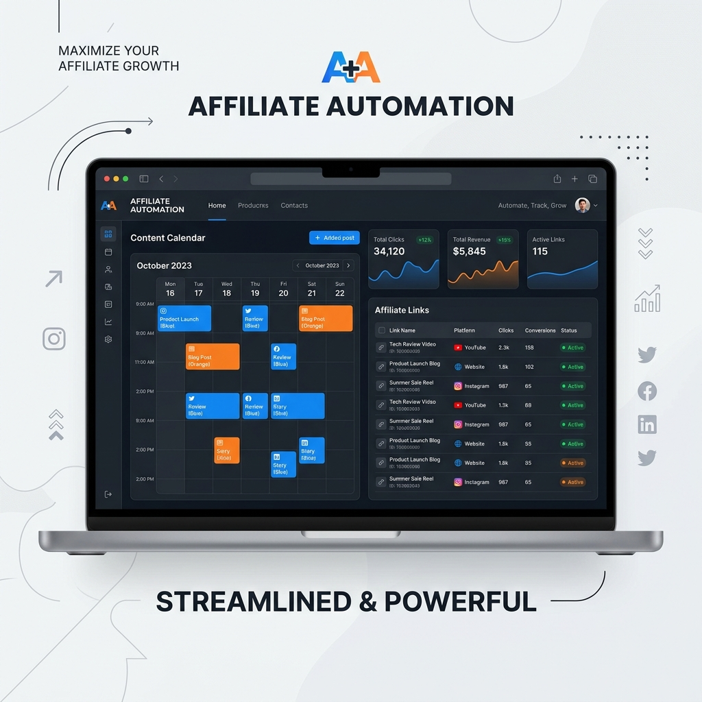Màn hình Affiliate Automation quản lý lịch đăng và nội dung